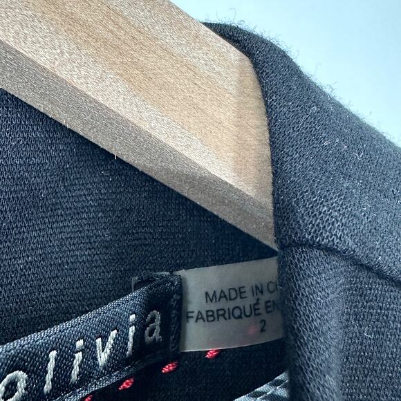 Alice + Olivia Gracie Black Sheath Dress Leather Cap Sleeves in Black Size 2‎ - Picture 10 of 12